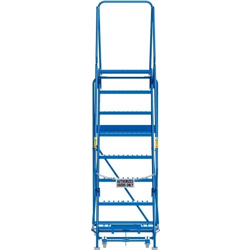 NEW 8 Step Steel Rolling Ladder, 24″W Perforated Step!!