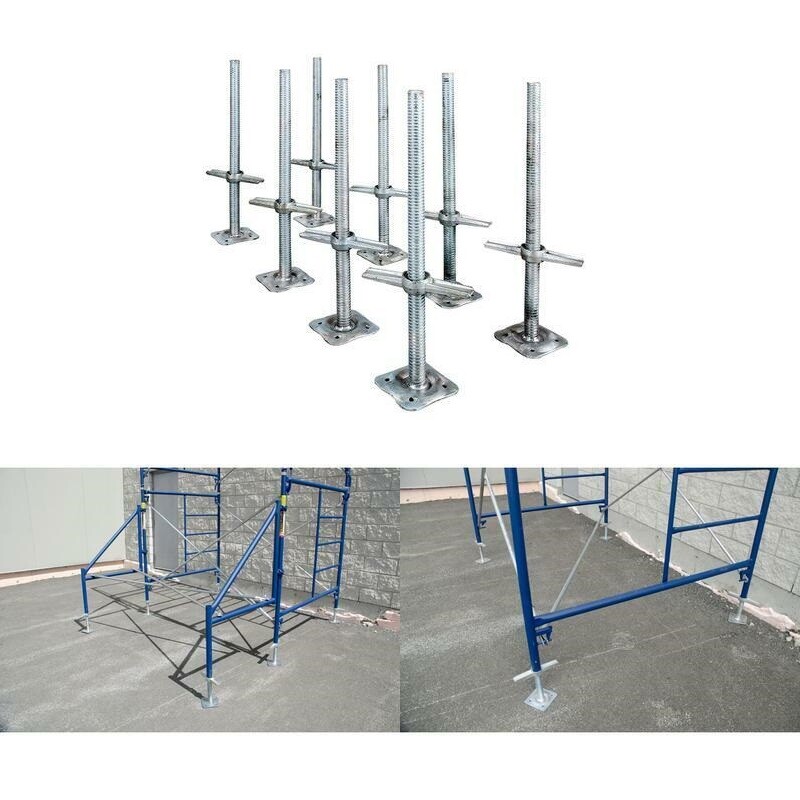 24 In. Adjustable Scaffolding Leveling Jacks in Galvanized Steel with Heavy Duty