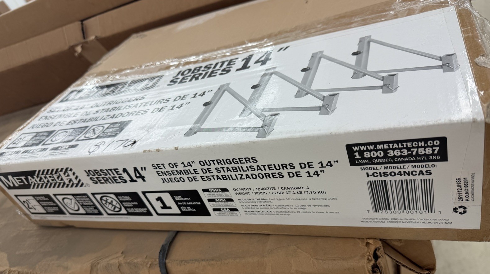 Metaltech I-CISO4NCAS Jobsite Series 14″ Outriggers Set of 4 Yellow NEW OPEN BOX