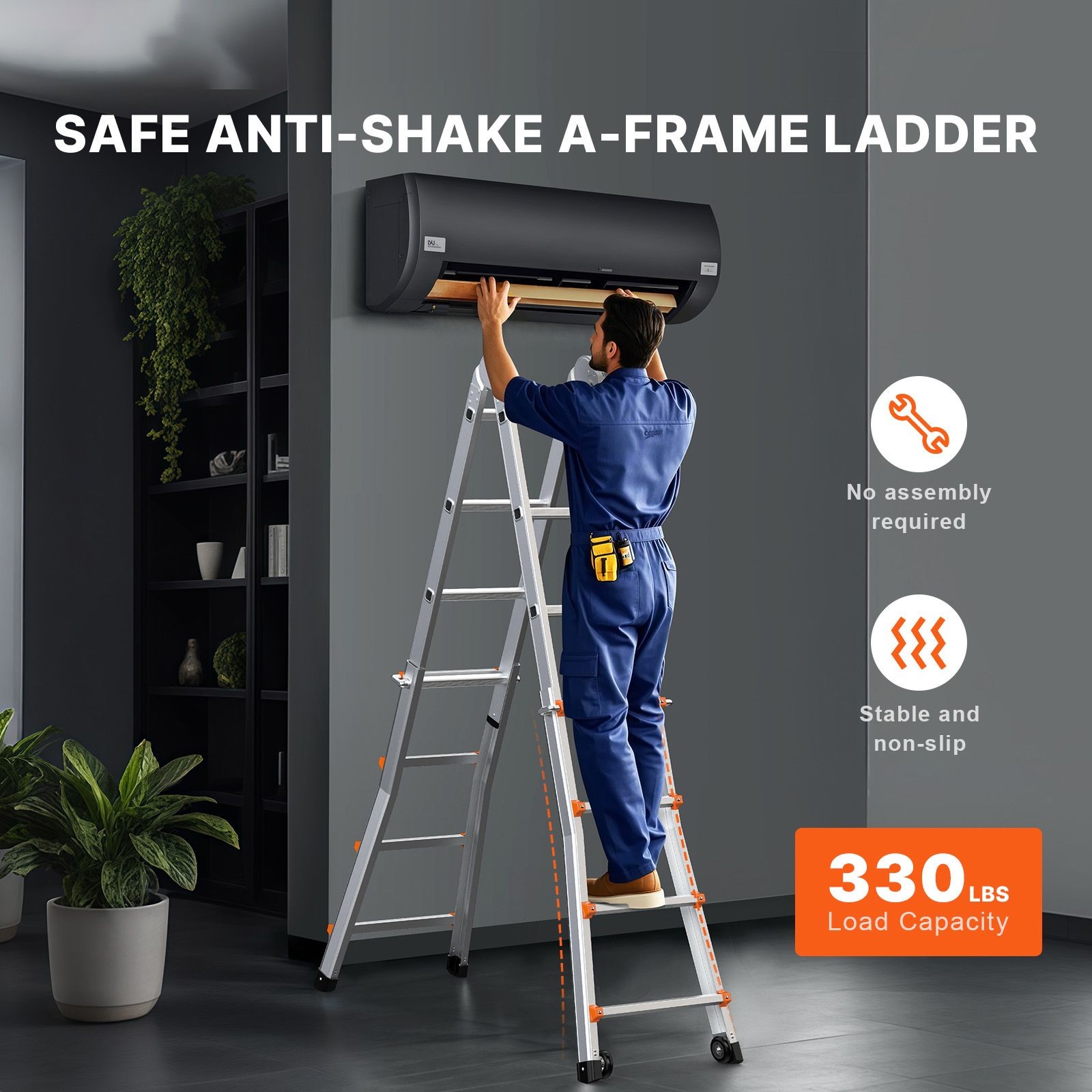Telescoping Ladder A Frame, 20 FT Compact Aluminum Extension Ladder, Multi