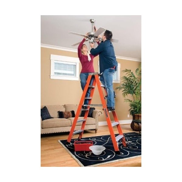Louisville Fm1416hd 16 Ft Fiberglass Twin Stepladder, 375 Lb Capacity