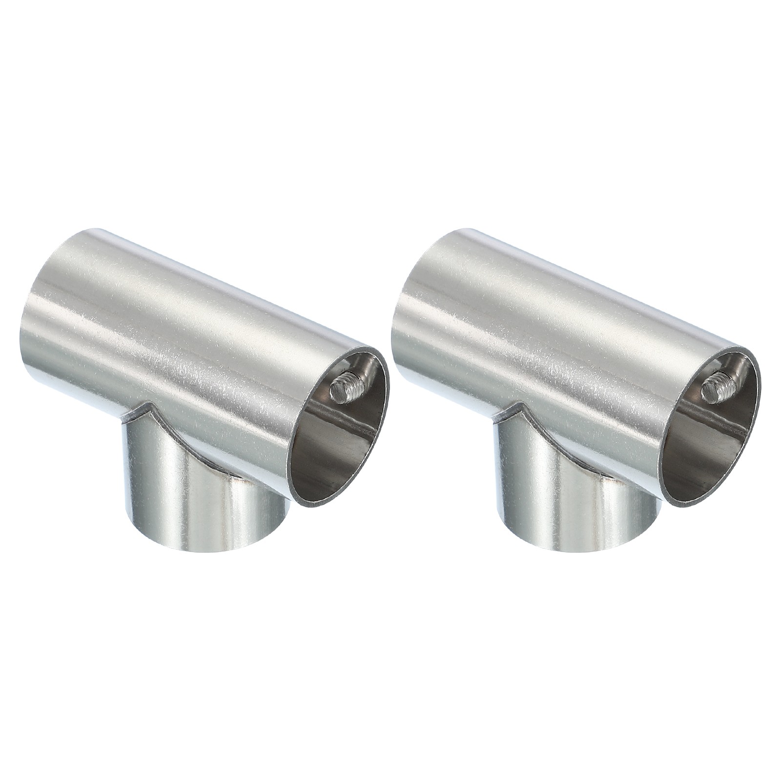 1″ 3 Way Pipe Clamp Connector, 2 Pcs T Shape Chain Fence Clamps, Silver
