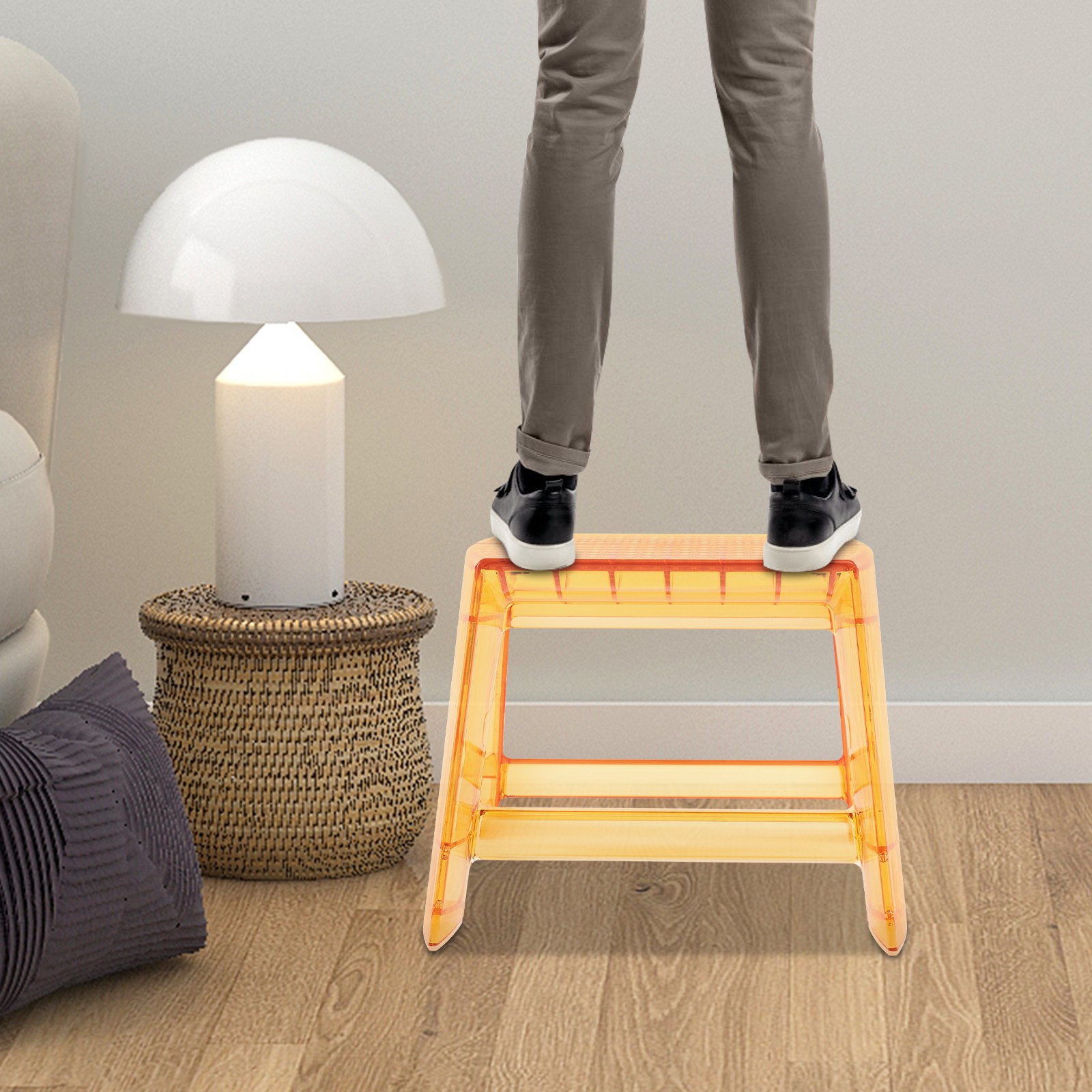 Protable Step Ladder Step Stool for Adults Clear Stool for Indoor Outdoor