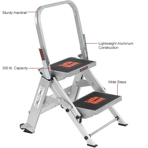 Little Giant 10210BA Safety Aluminum 2 Step Ladder Systems Tyle IA w/Bar