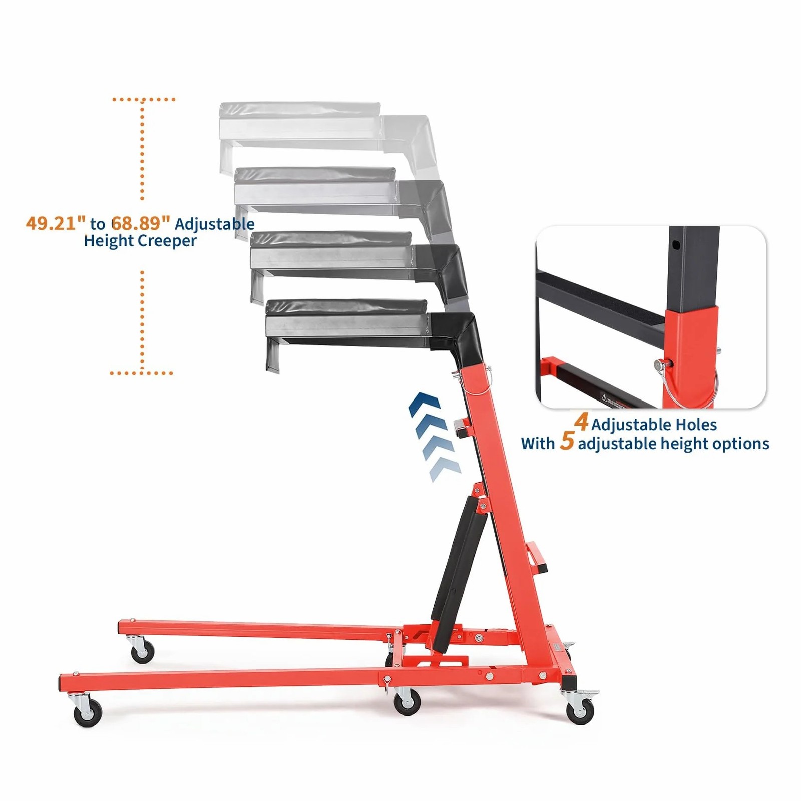 Top Automotive Creeper 400LB Foldable 6Casters For Garage Auto Repair Heavy Duty
