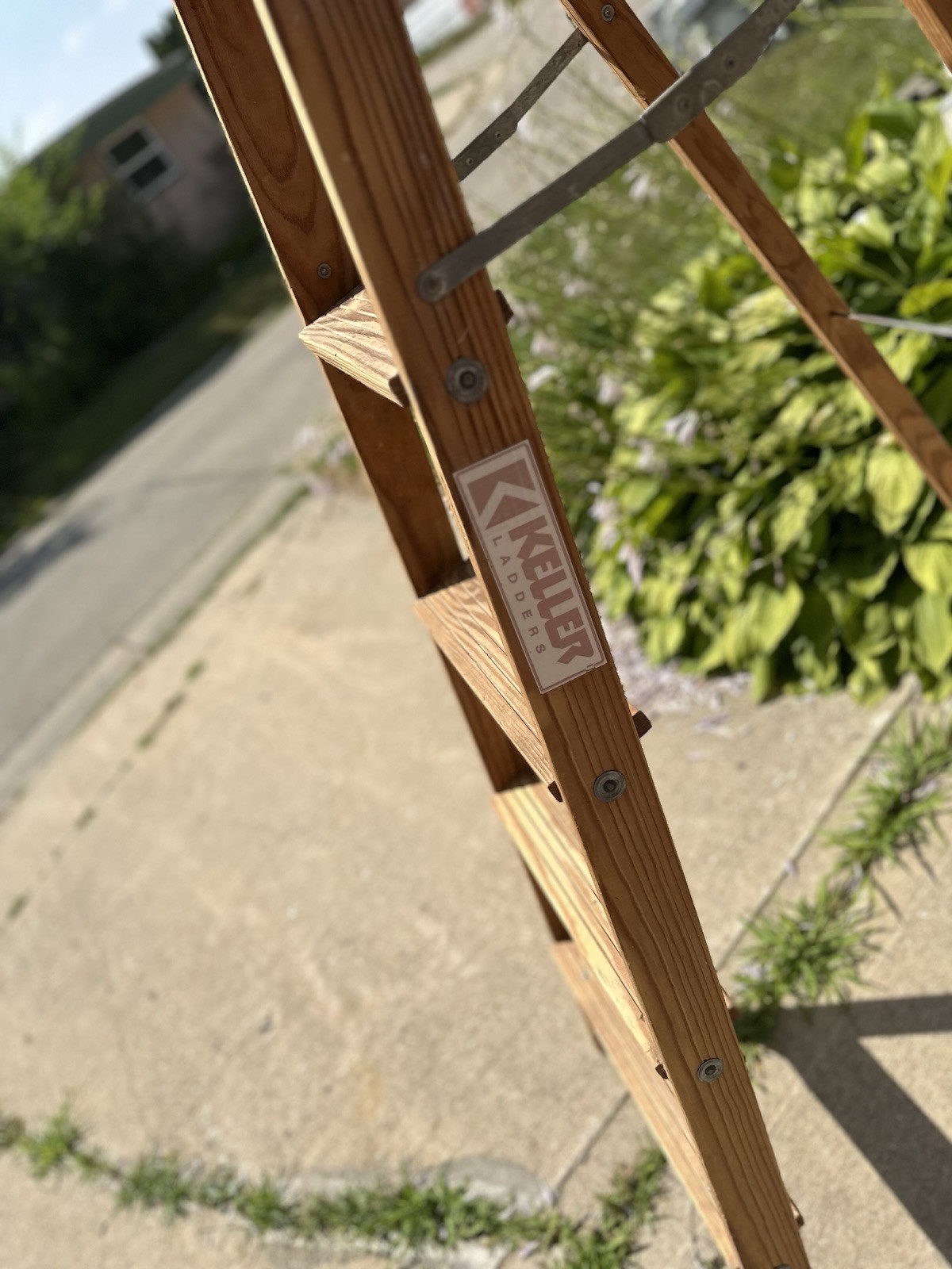 Vintage KELLER 6’ Foot Wooden Folding A-Frame Step Ladder – 6 Steps Farmhouse
