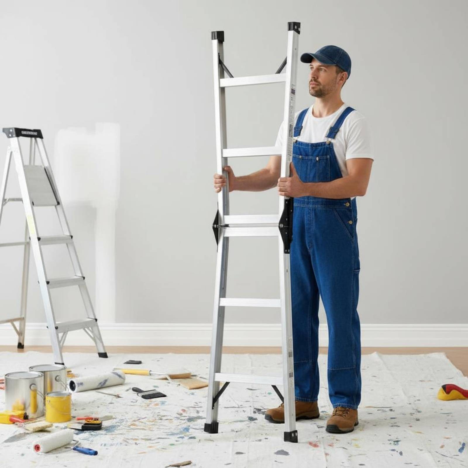 Double-Sided Step Ladder Thickened Work Tool Foldable for Warehouse