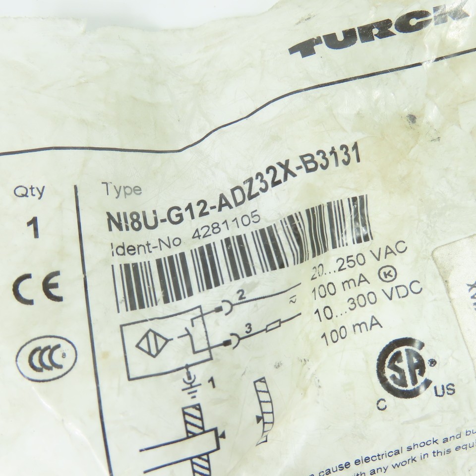 Turck NI8U-G12-ADZ32X-B3131 Inductive Proximity Sensor 8mm 20-250VAC 10-300VDC