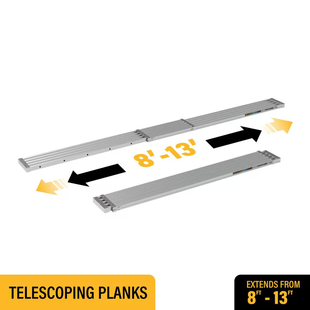 Telescopic Aluminum Plank Board, Jobsite Series 8 to 13-Ft. Adjustable Work P…