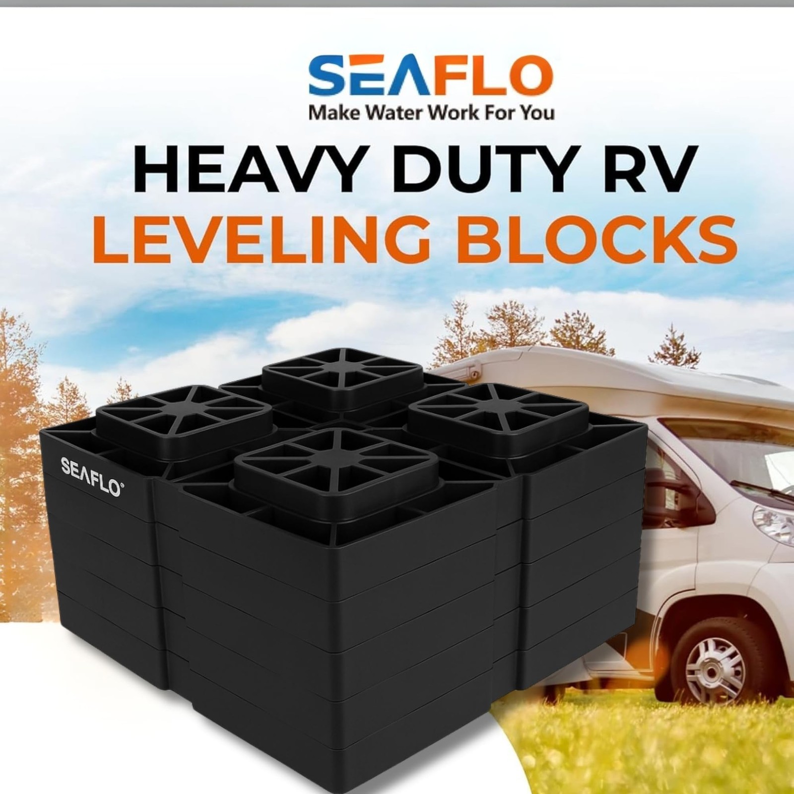 SEAFLO Heavy-Duty RV Leveling Blocks – Maximum Strength & Stability for Motor…
