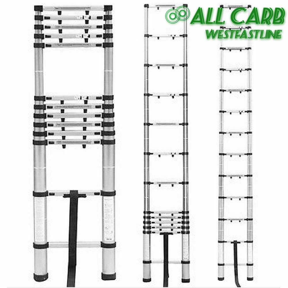 Aluminum Non-Slip Telescoping Ladder 10.5/12.5/14.5FT Folding Extension Ladders