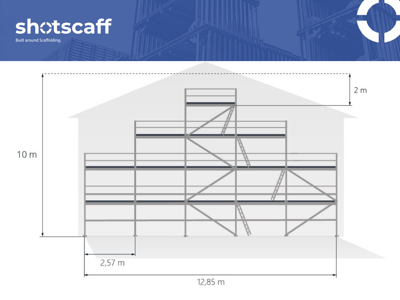Aluminum scaffolding 10×12.5m Alu-scaff 73 scaffolding gable wall