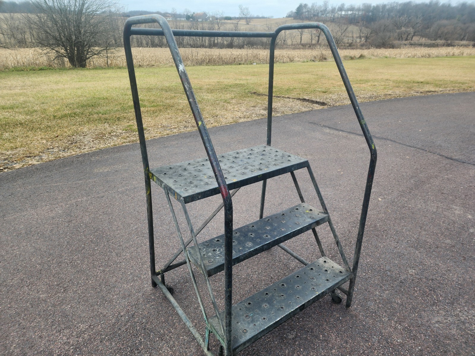 3 Step Rolling Metal Warehouse Ladder/Steps