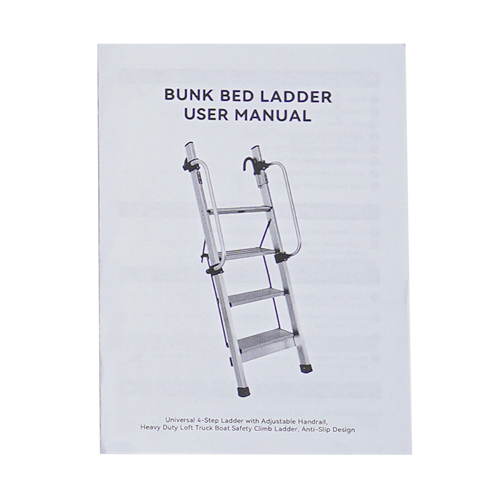 4-Step Floor Standing Bed Ladder Ladder w/ Adjustable Handrail 150kg/330.69lbs