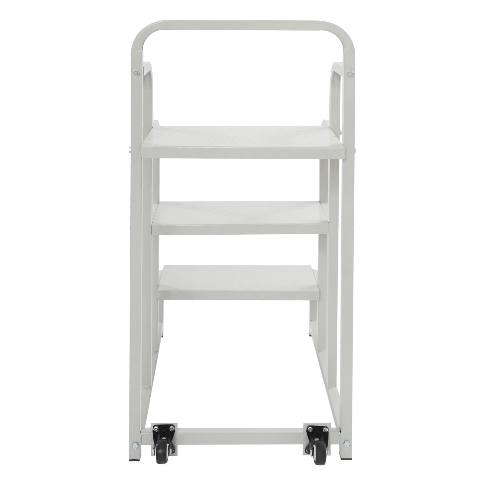 Heavy Duty 3-Step Rolling Ladder White Steel w/Wheels 350kg Capacity 15mm Boards