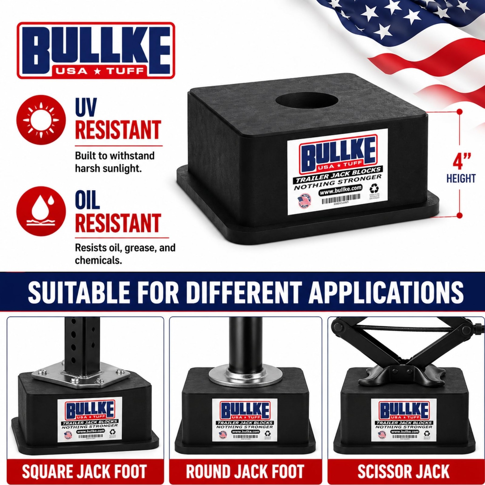Square Trailer Jack Blocks 4-Pack, USA-Made Heavy Duty RV Leveling … Fast Ship