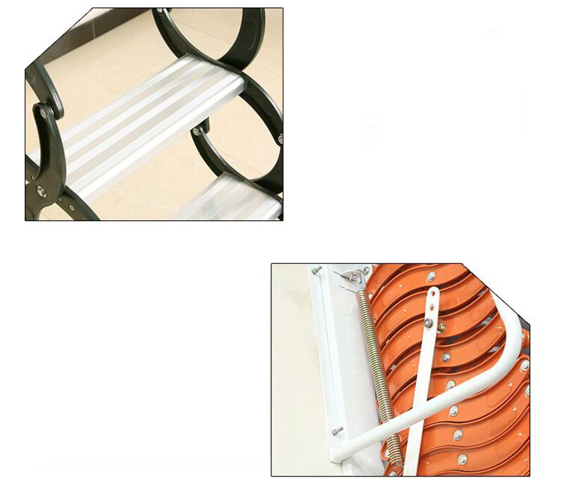 Orange Wall Mounted Collapsible Folding Ladder Loft Stairs 27.6*27.6 in Max 3M