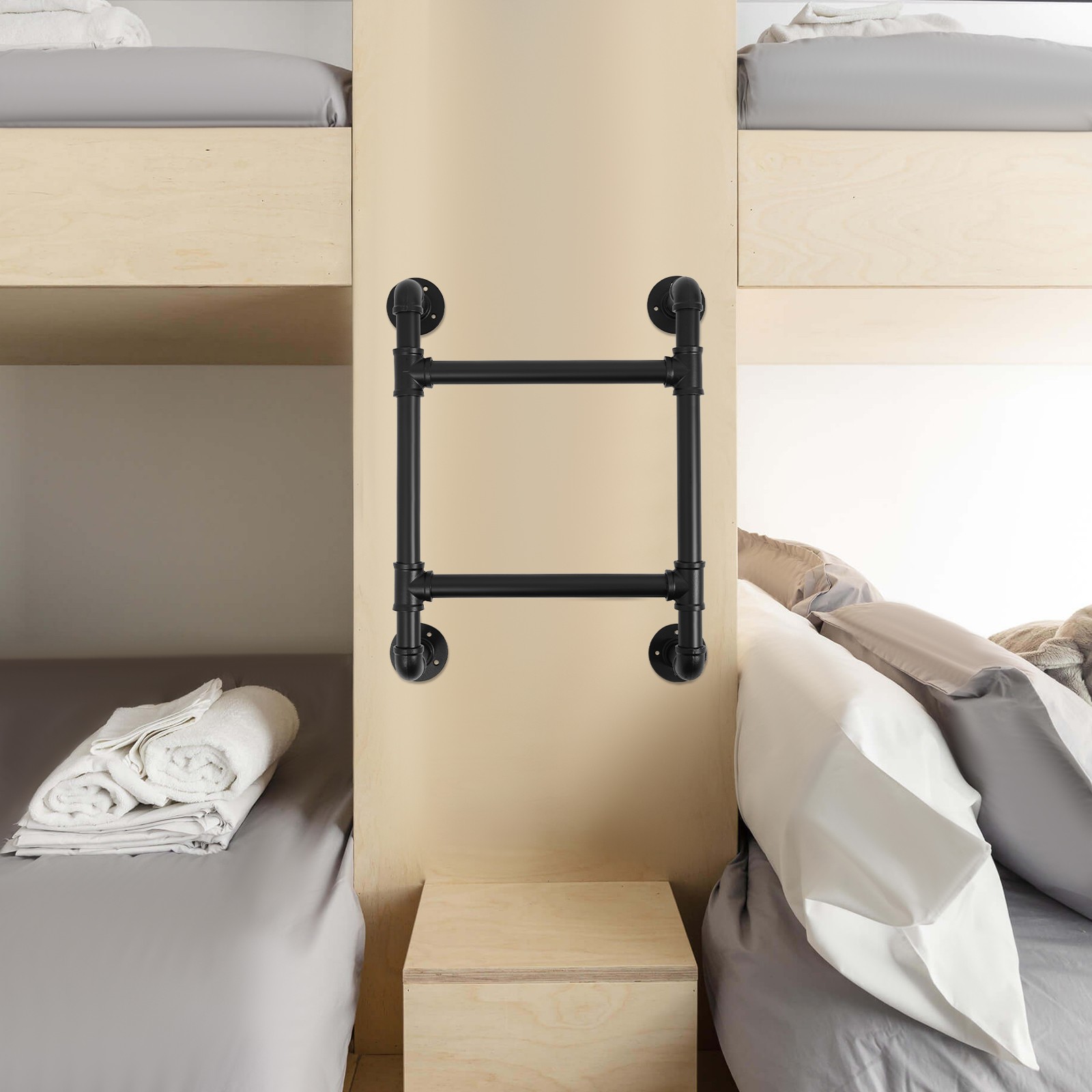 Bed Ladder Black Wall-Mounted Ladders Modern 2-Step Ladder