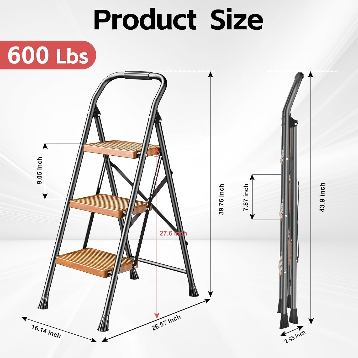 Step Ladder Foldable Folding Stool – for Home Adults Kitchen 3 Stepping