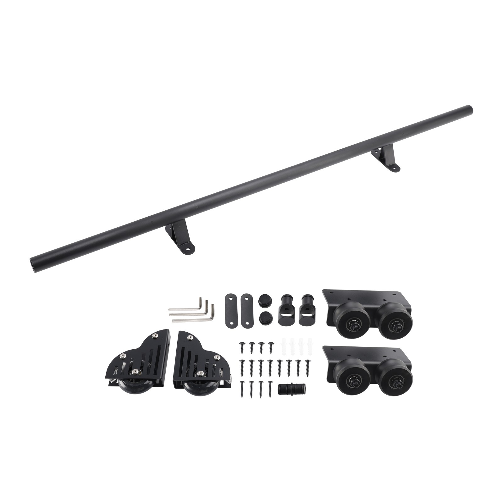 Rolling Library Sliding Ladder Hardware Kit with Brake 3.3FT Round Tube