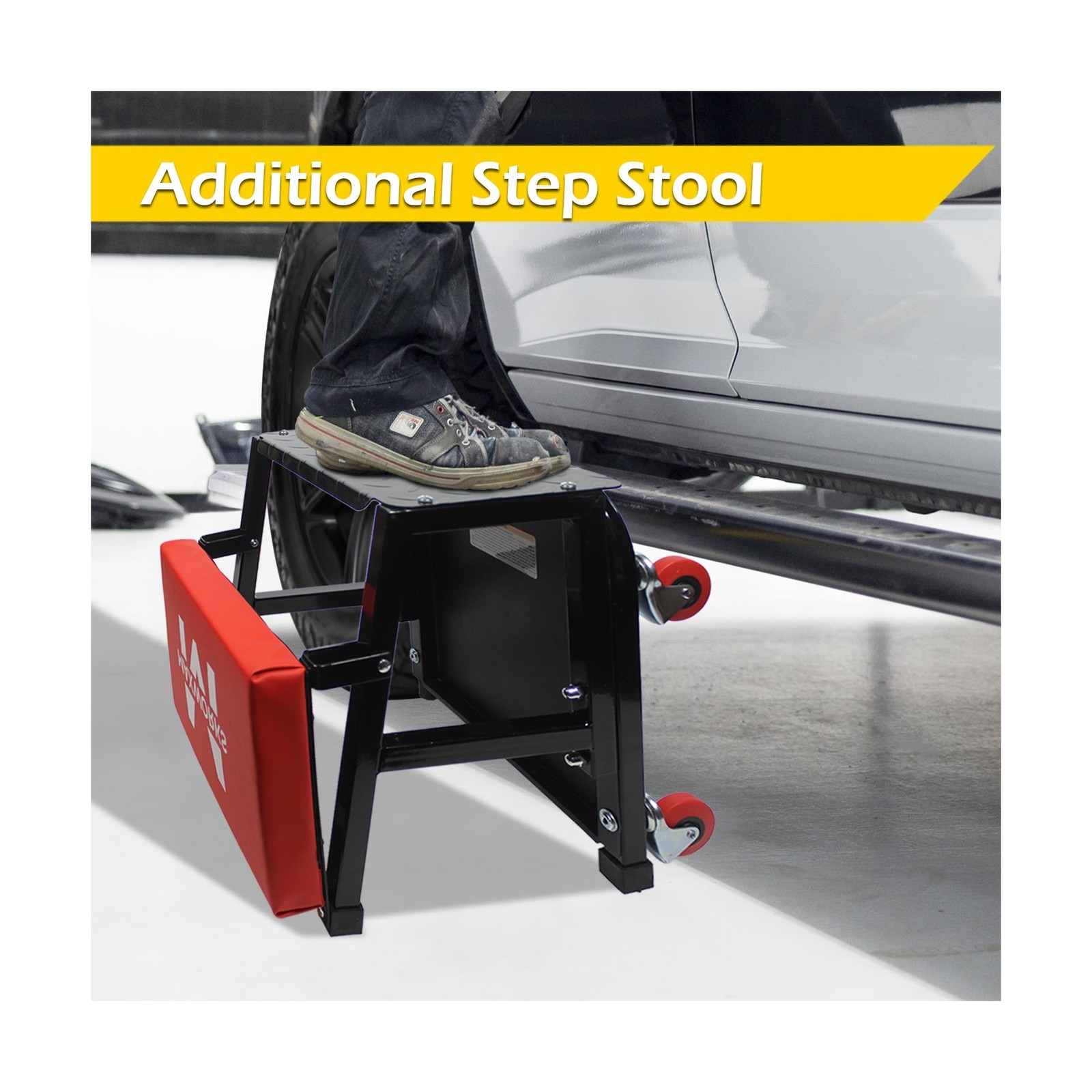 MaxWorks 50880 Garage Creeper Seat and Stool Combo, Workshop Seat with 300 Lb…