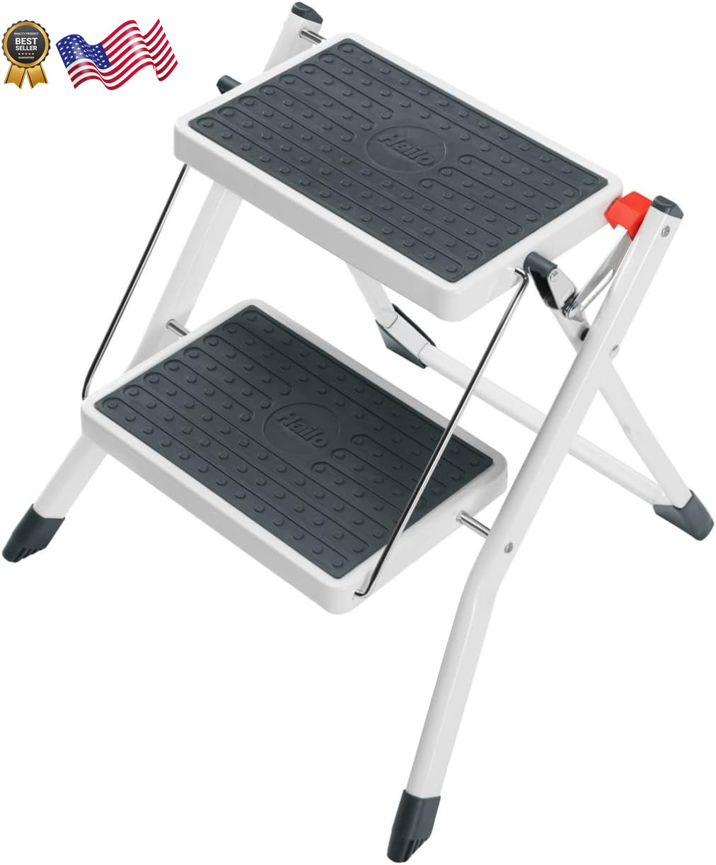MK60 Mini Steel Step Stool 330 Lb Capacity Anti-Slip Compact Design Easy Storage
