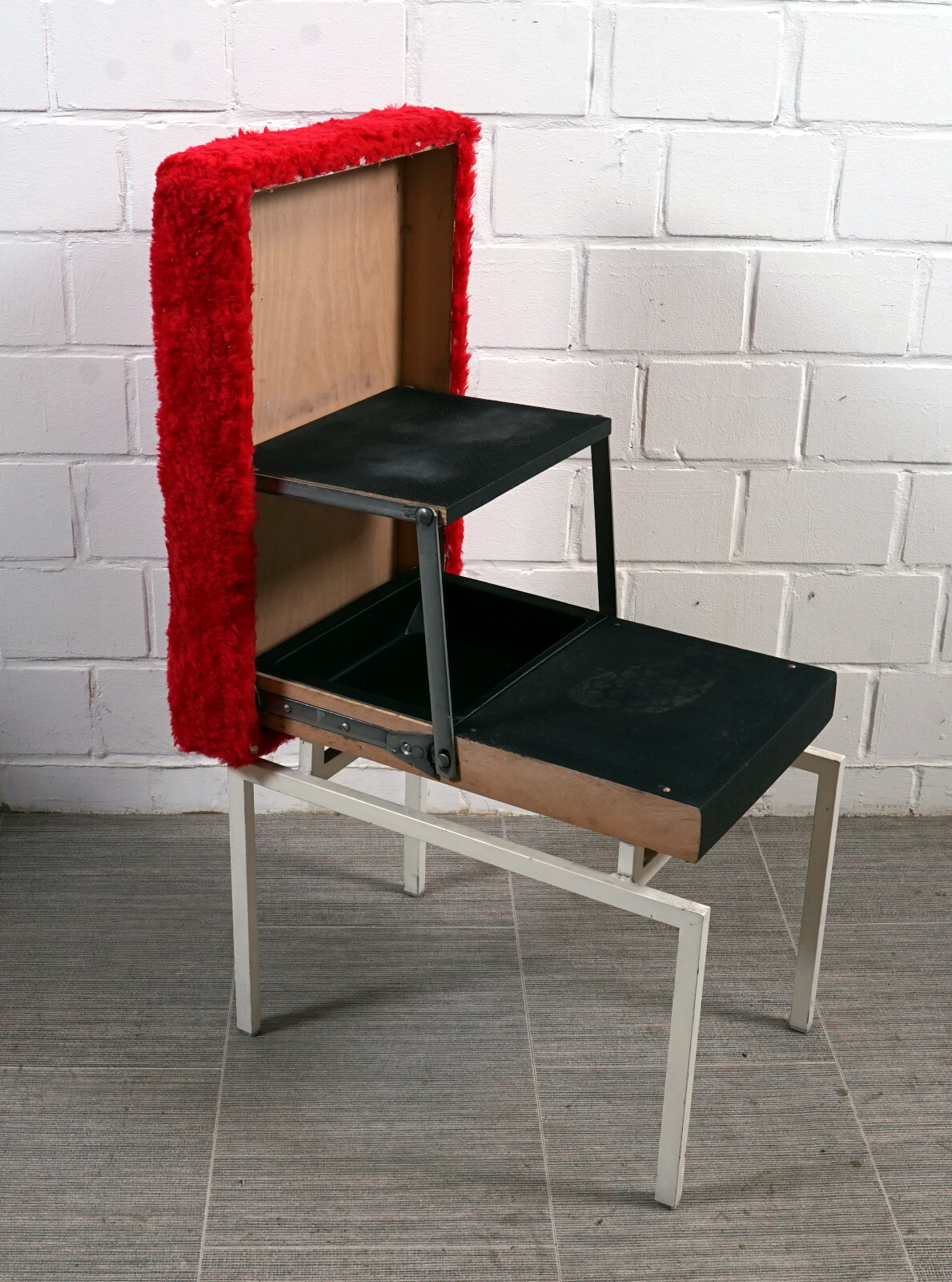 Rare COR Folding Stool Footstool Step Ladder Metal Fabric Vintage 1960s