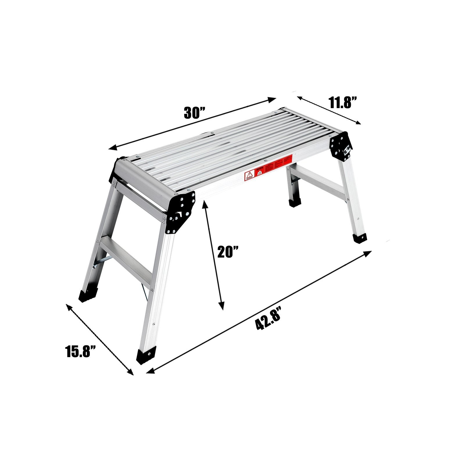 Aluminum Step Stool Non-slip Folding Work Platform 330lbs Drywall Ladder