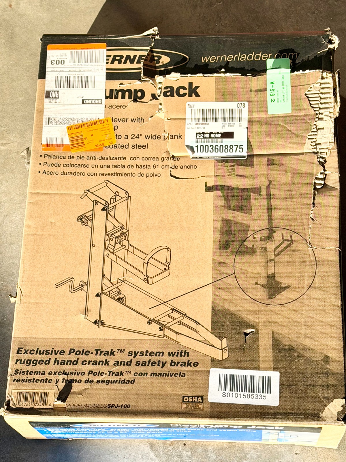 WERNER SPJ-100 Scaffold Steel Pump Jack 6.12 in Overall Ht, 19.2 in Overall Wd