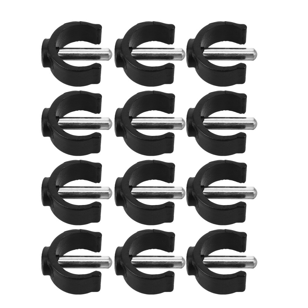 12Pcs Durable C Clamps for Cane Black ABS Steel Walking Stick Pin Locks