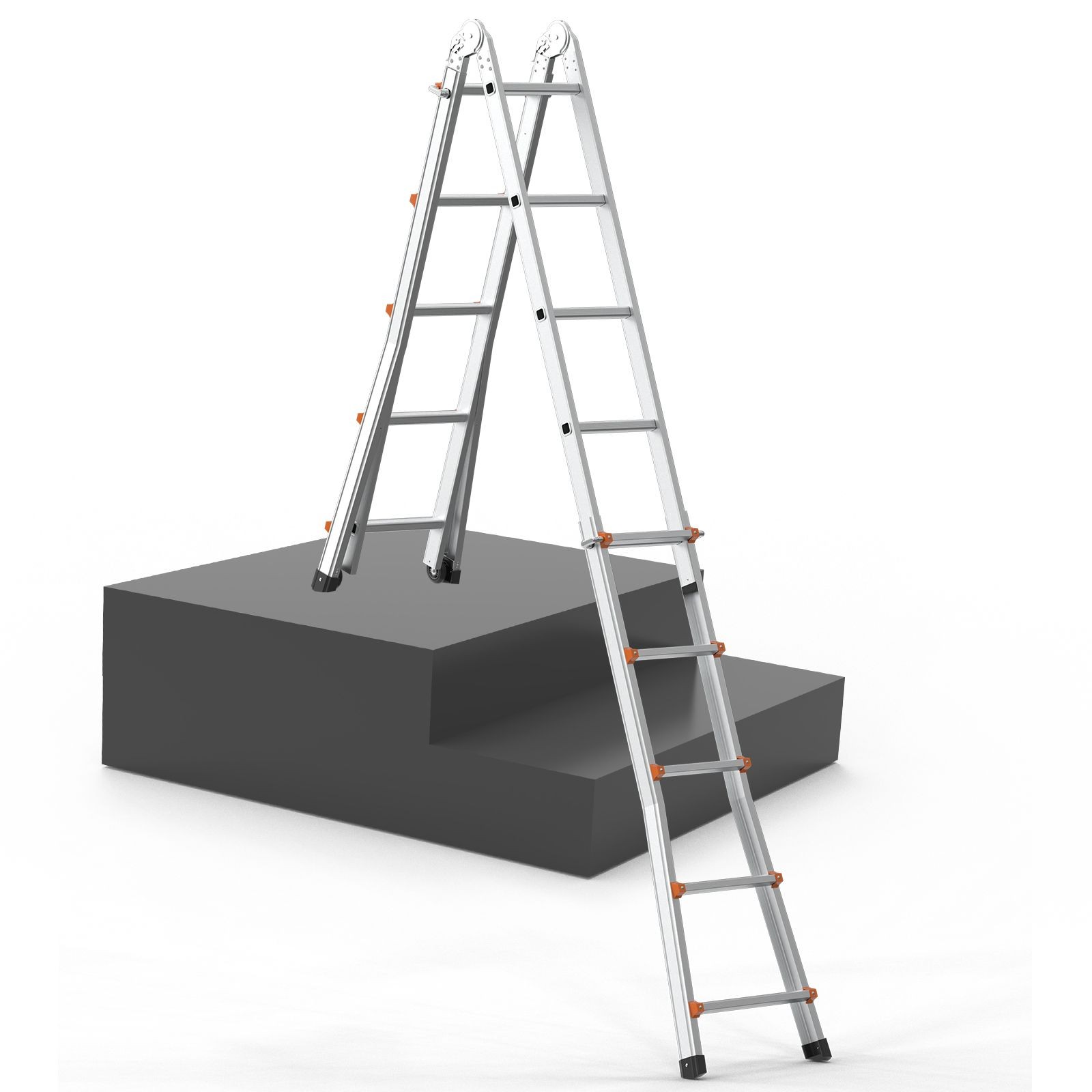 Telescoping Ladder A Frame, 20 FT Compact Aluminum Extension Ladder, Multi