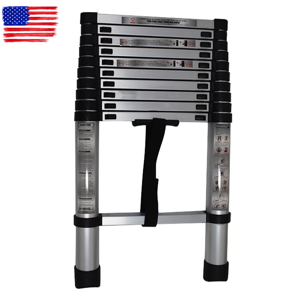 10.5/12.5/14.5FT Aluminum Non-Slip Telescoping Ladder Extension Ladders Folding