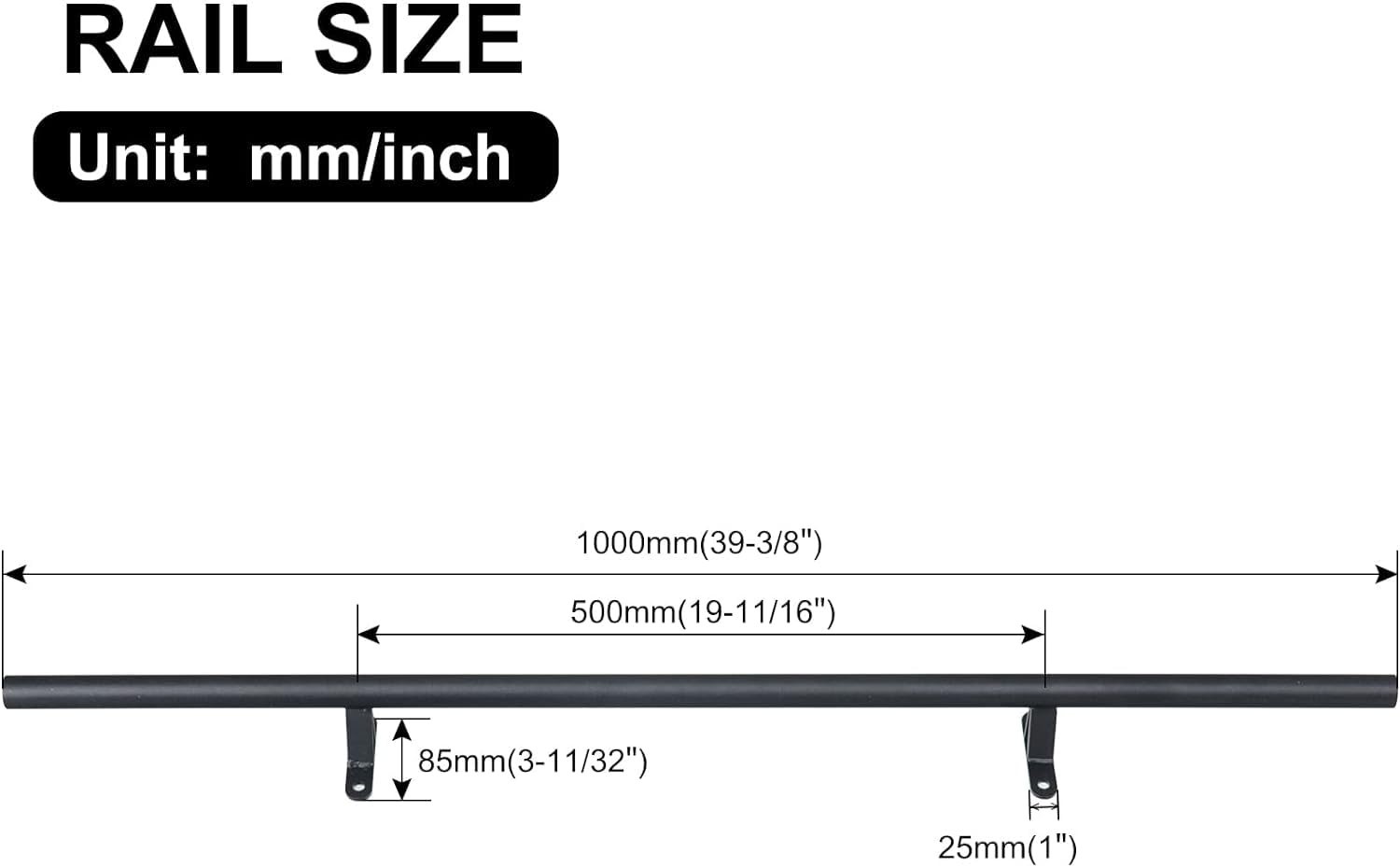 3.3FT Rolling Library Ladder Extension Kit – 39″ Track/Rail & Connector Hardware
