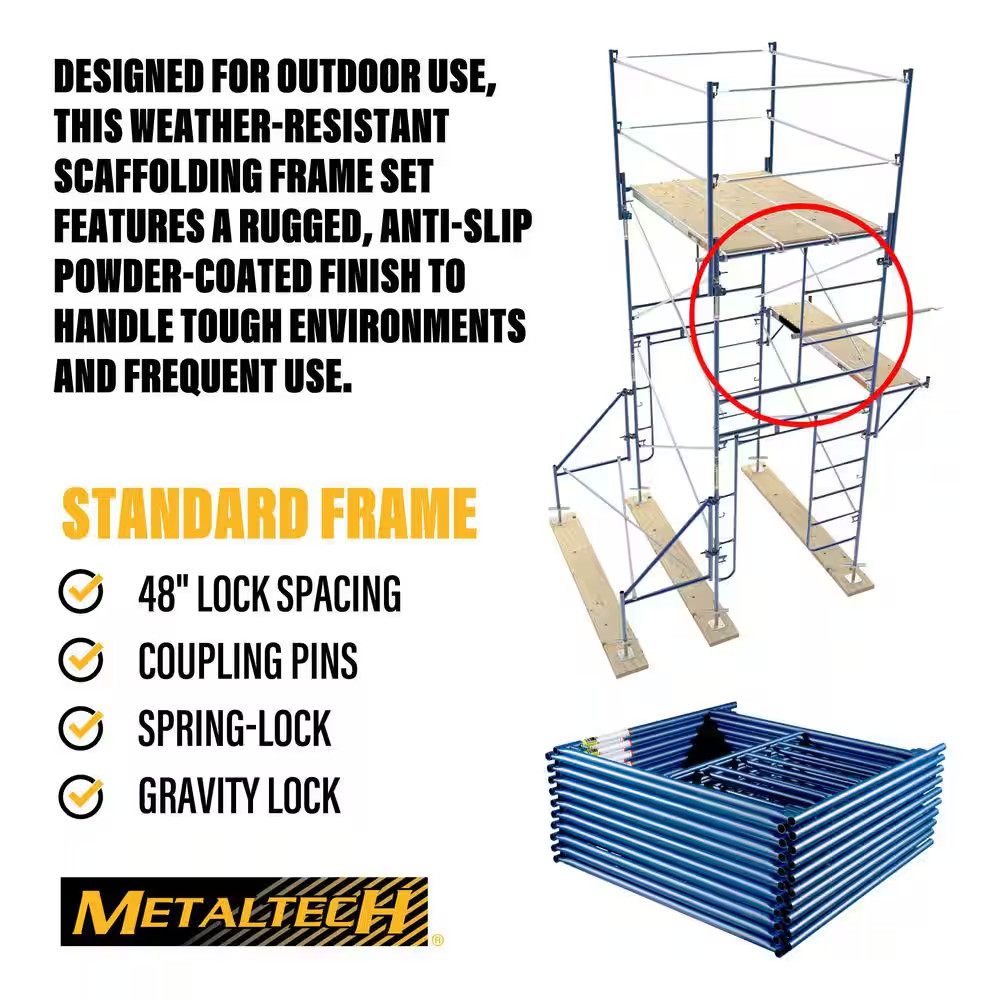 Saferstack Series 76 In. X 60 In. Blue Standard Mason Scaffold Frame, (2-Pack)