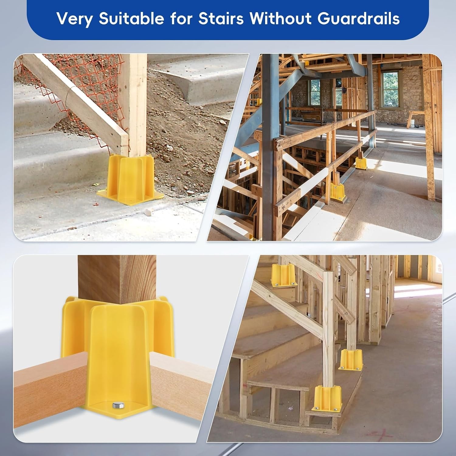 12 PACK Yellow Guardrail Base Boot w/ Toe Board Slot Fall Protection Scaffolding