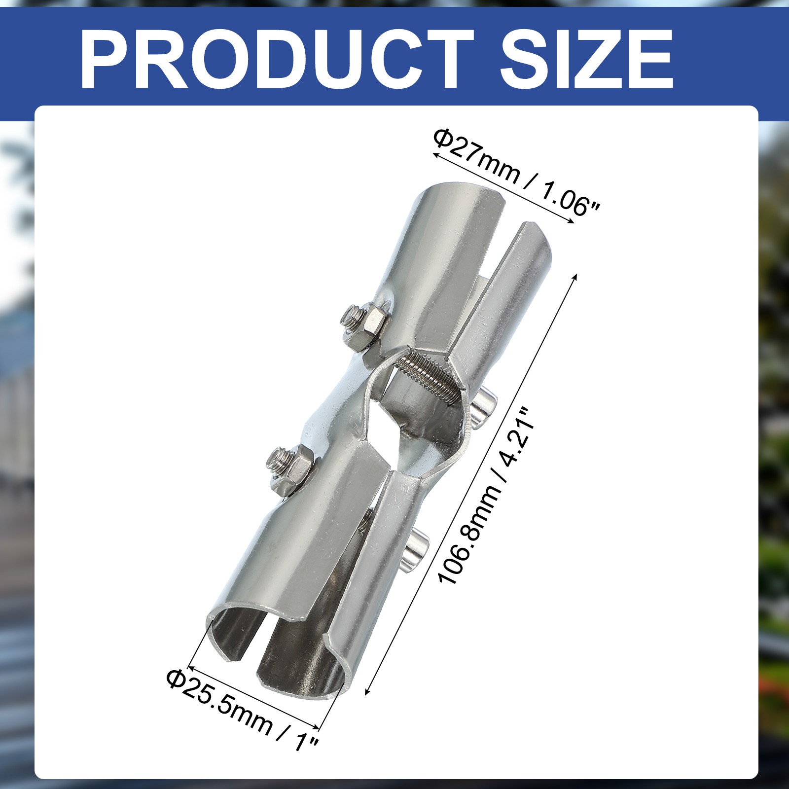 1″ 3 Way Pipe Clamp Connector, 2 Pcs Chain Fence Clamps, Silver