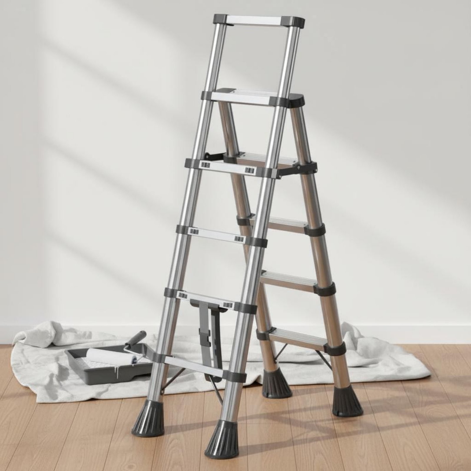 Folding Angled-Frame Ladder Heavy Duty Telescopic Ladder Multi-Purpose