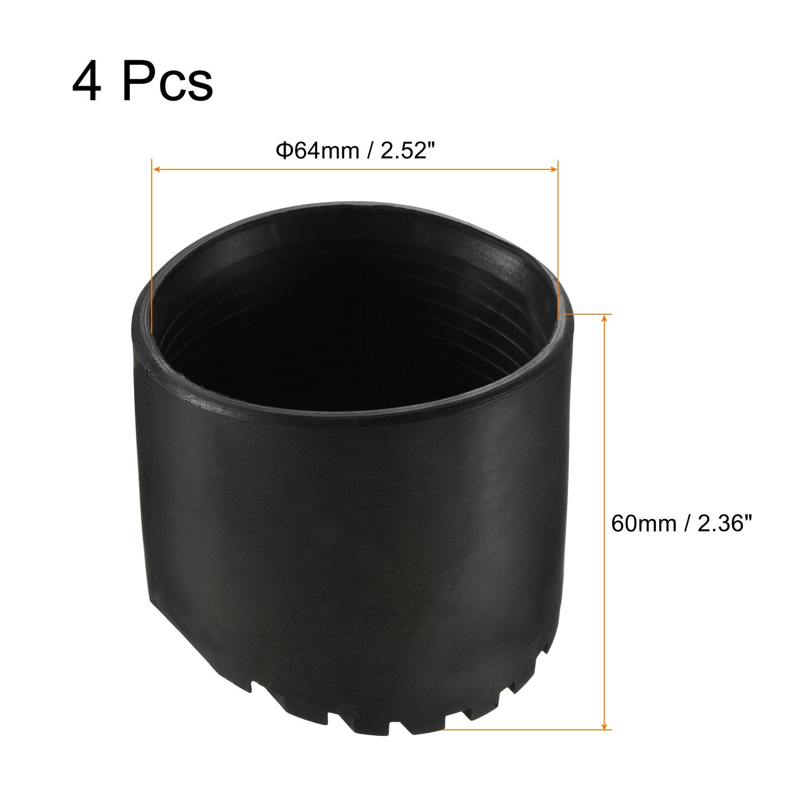 4Pcs 64mm ID Rubber Telescopic Ladder Non-Slip Feet Mat Pad Cover Cushion Black