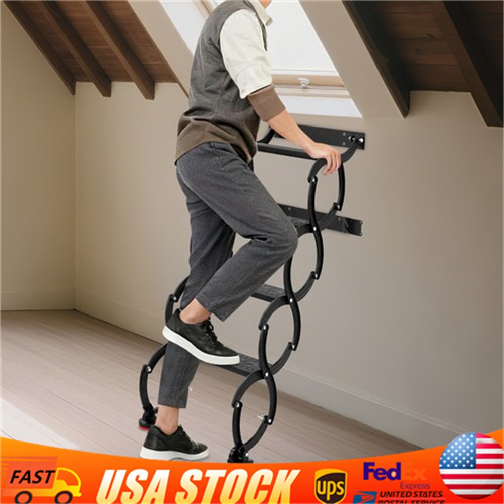 4Step Retractable Folding Stairs Camping Staircase Pull-Down System Attic Ladder