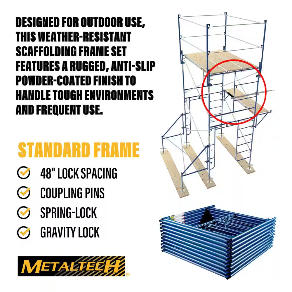 Saferstack 6.3 Ft. H X 5 Ft. W 1-Story Steel Mason Scaffold Frame Set with Coupl