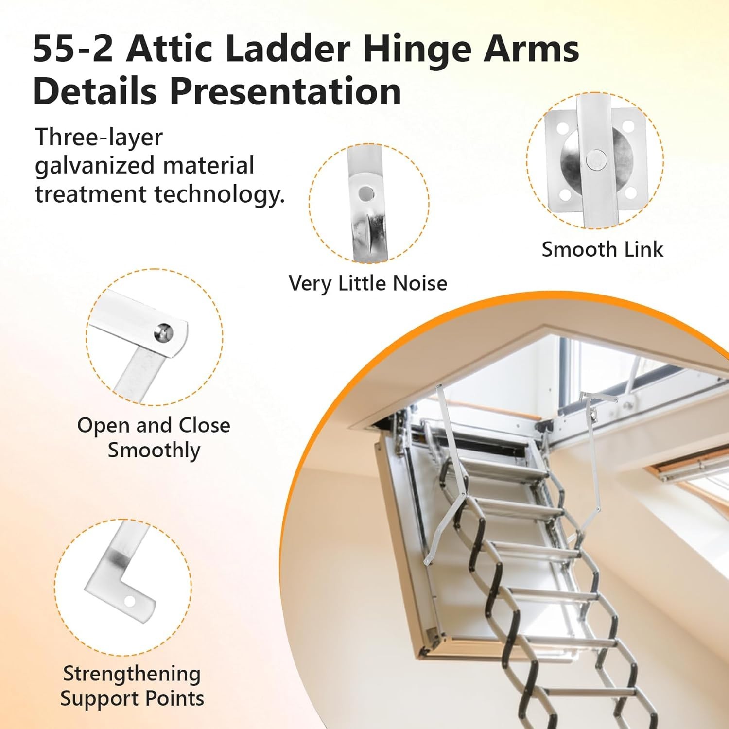 Attic Ladder Hinge Arms For 2010-UP Werner 55-2 Mk 5, WU2210, W2208, W2210 -Pair