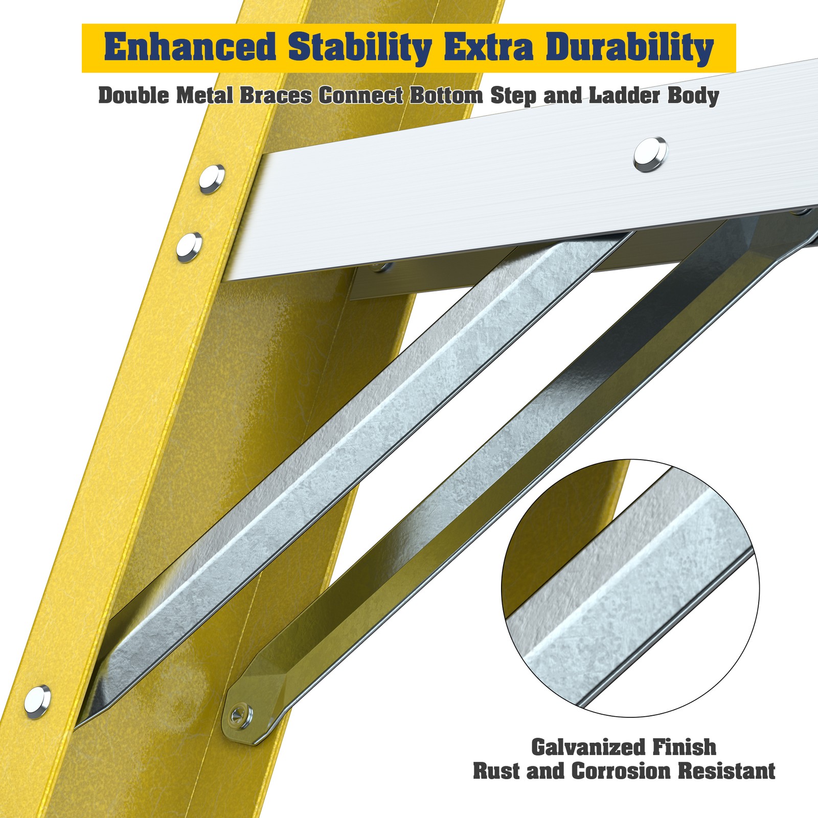 6 Step Fiberglass Reinforced Single Side Ladder Lightweight Access Ladder Yellow