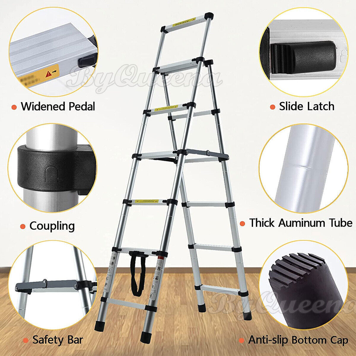 1.4M-2.3M Multi-Purpose Aluminium Telescopic A Frame Folding Ladder Extendable