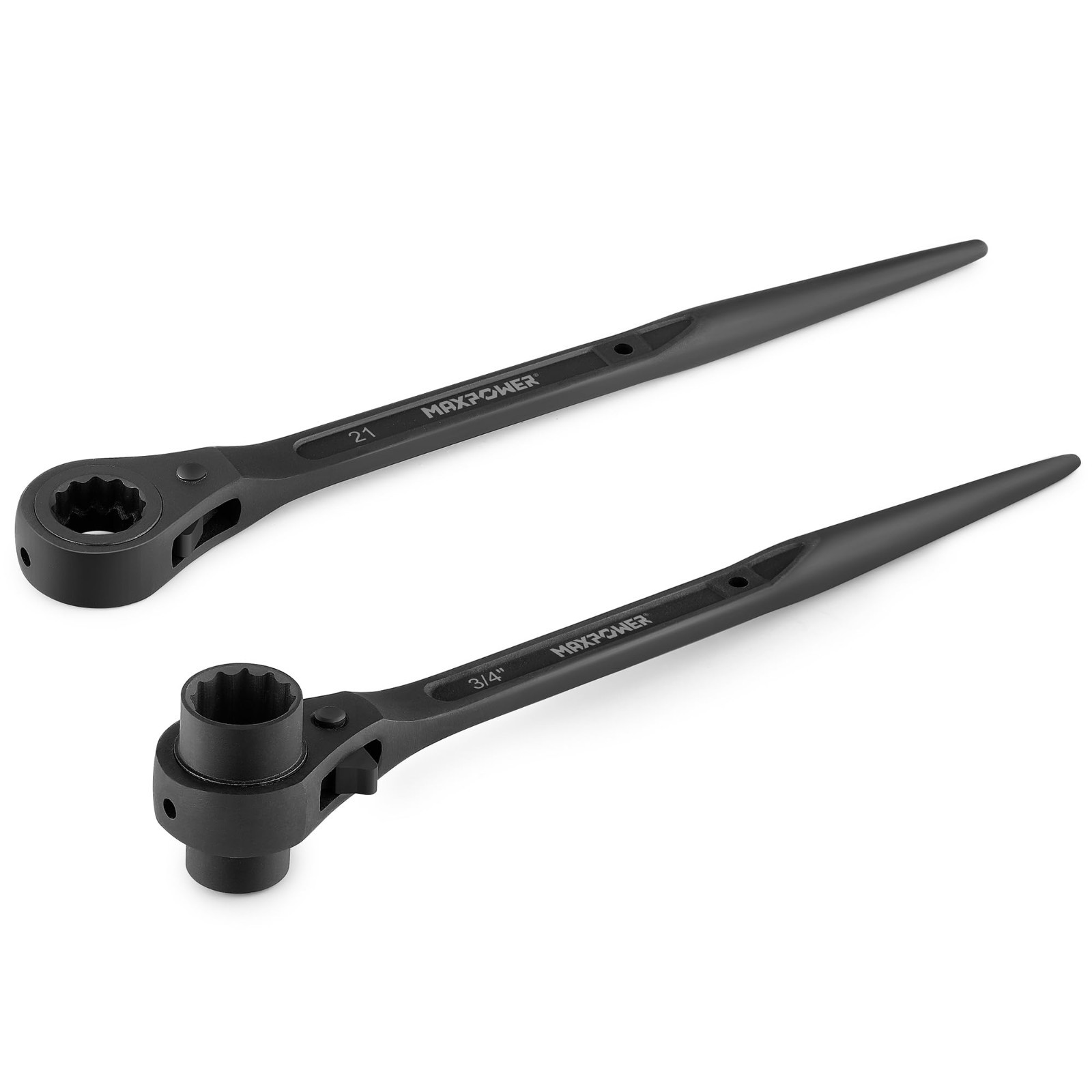 2PCS Low Profile Scaffold Wrench Set 7/8″ x 3/4″, 19x21mm, Dual Socket Cr-V Stee