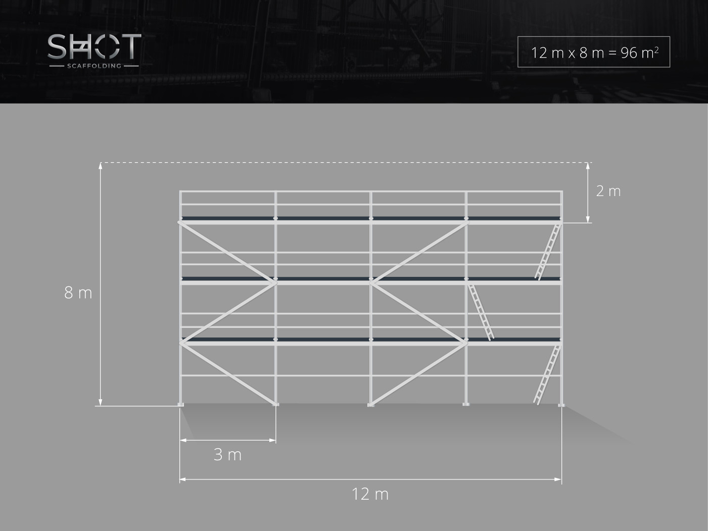 NEW 96qm aluminum scaffolding no used scaffolding Alu-scaff 74