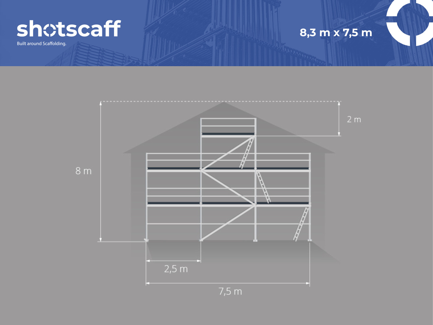 8×7.5m scaffolding new unused gable scaff 74 no delivery costs