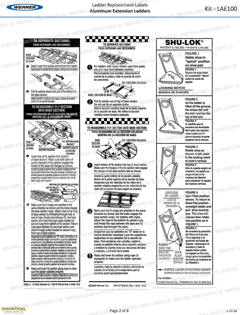 Werner Parts LAE100 Safety Labels – Aluminum Extension Ladders | ALUM EXT LDR LA