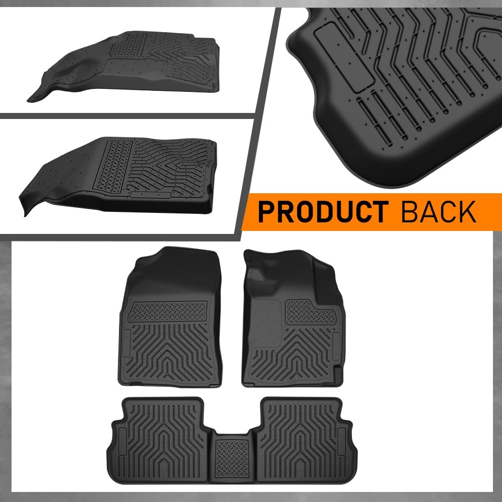 3pc Black TPE All Weather Floor Mats for Toyota Corolla Matrix 2009-2013
