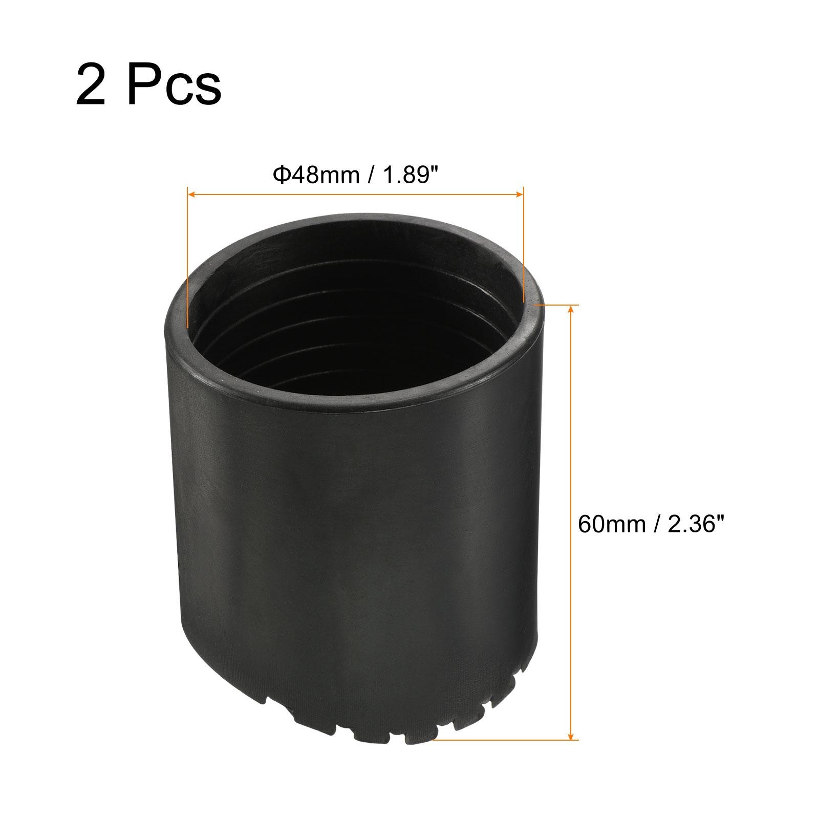 2Pcs 48mm ID Rubber Telescopic Ladder Non-Slip Feet Mat Pad Cover Cushion Black