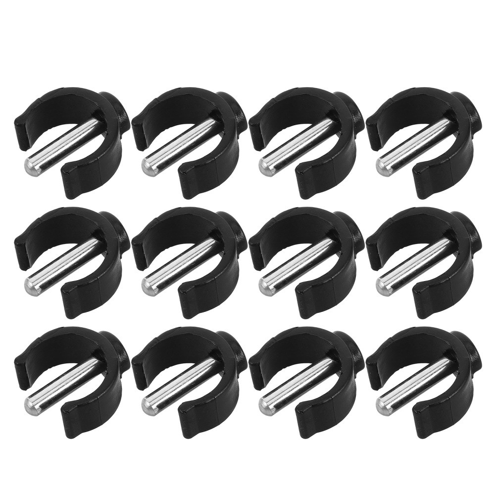 12Pcs Durable C Clamps for Cane Black ABS Steel Walking Stick Pin Locks
